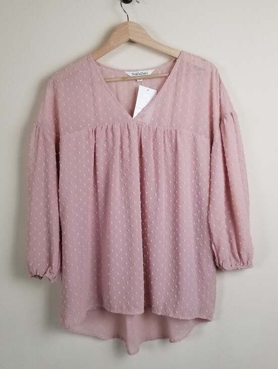 DAVI & DANI Tops - Davi & Dani Swiss Dot V-Neck Top Size Medium Bust 43 New